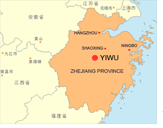 Location of Yiwu City Location of Yiwu City